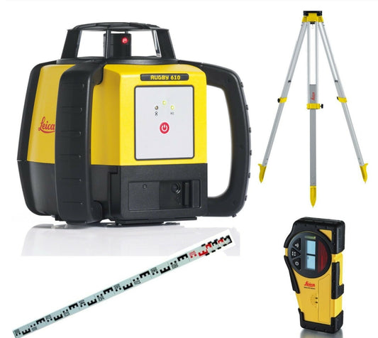 Leica Rugby 610 Outdoor Laser Level 812618 Kit alkaline With Tripod & Staff B50