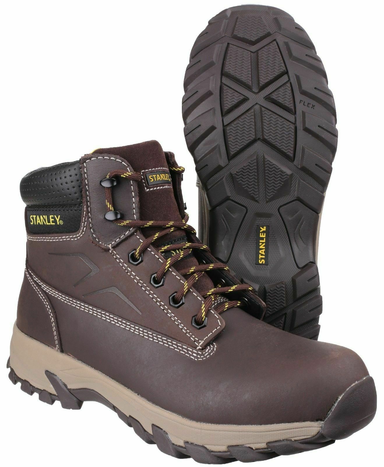 Stanley Tradesman Brown & Honey Leather Safety Work Hiking Boot Steel Toe SB-P