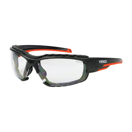 Sports Style Safety Glasses - With Foam Dust Guard - Clear, One Size