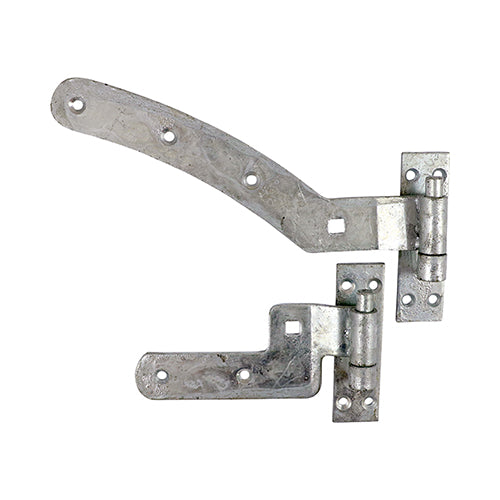 Pair of Curved Rail Hinge Set - Left Hand - Hot Dipped Galvanised