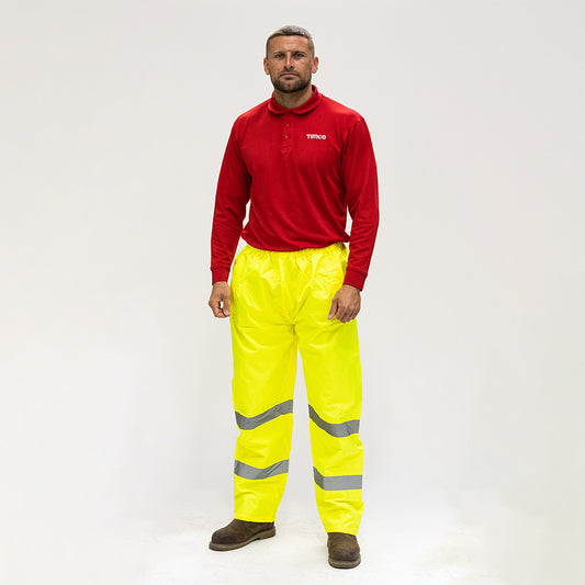 Hi-Visibility Elasticated Waist Trousers - Yellow, X Large