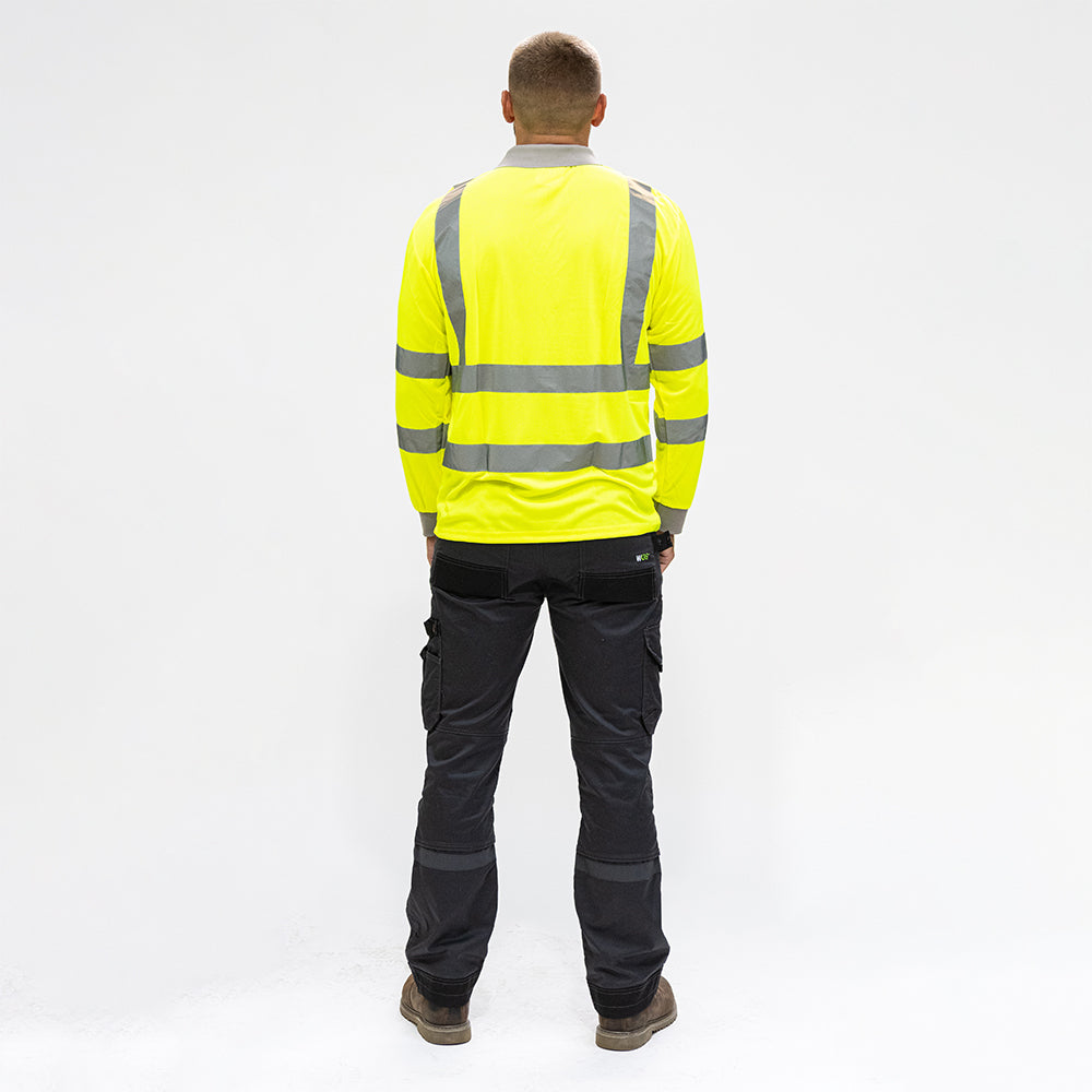 Hi-Visibility Polo Shirt - Long Sleeve - Yellow, X Large