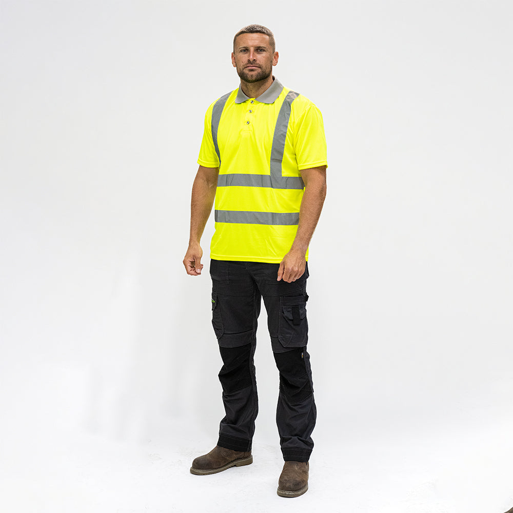 Hi-Visibility Polo Shirt - Short Sleeve - Yellow, XXX Large