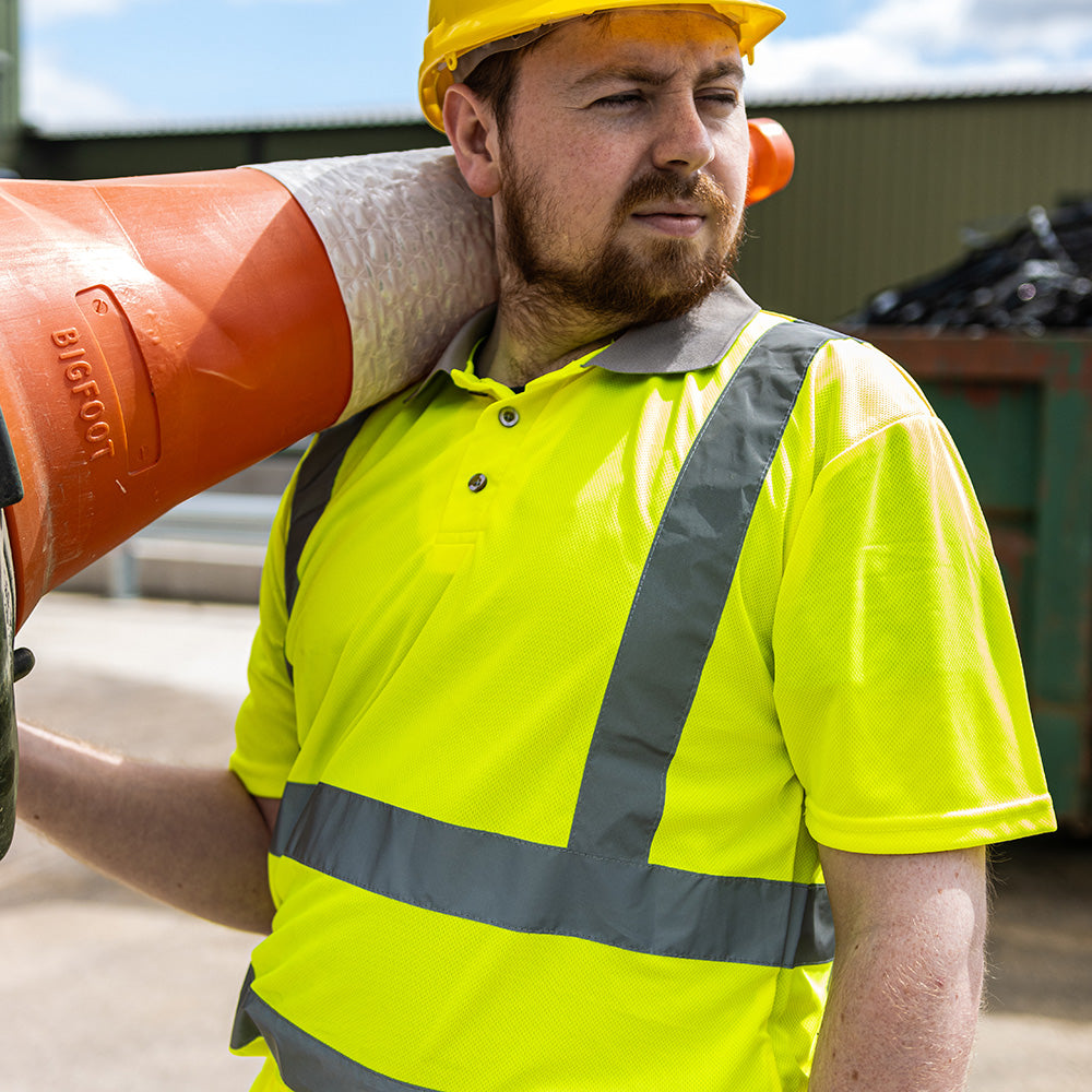 Hi-Visibility Polo Shirt - Short Sleeve - Yellow, Large