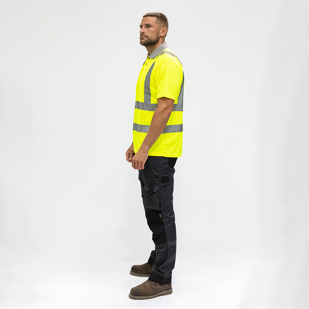 Hi-Visibility Polo Shirt - Short Sleeve - Yellow, Medium