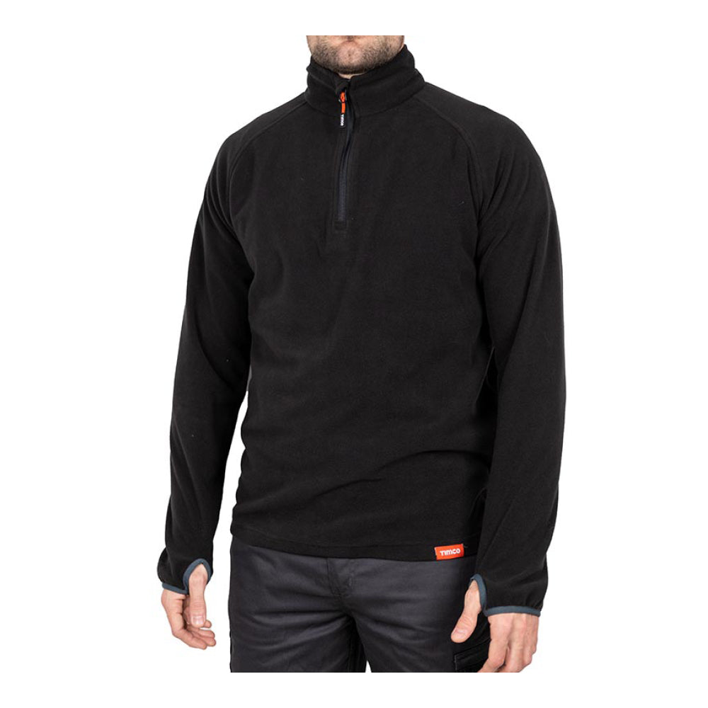 Half Zip Overhead Fleece -Black, X Large