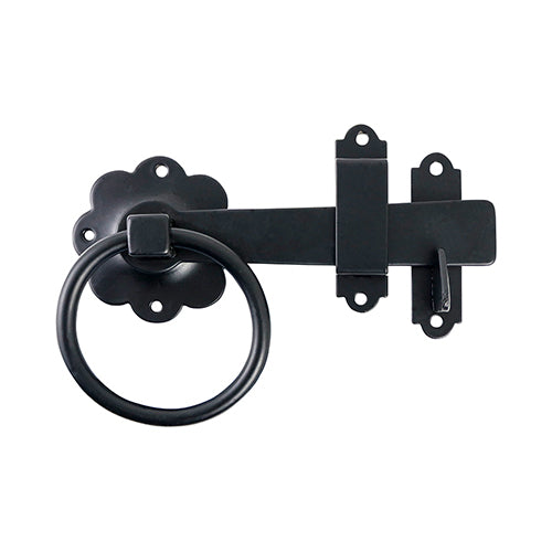 Ring Gate Latch - Plain - Black