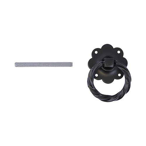 Ring Gate Latch - Twisted - Black