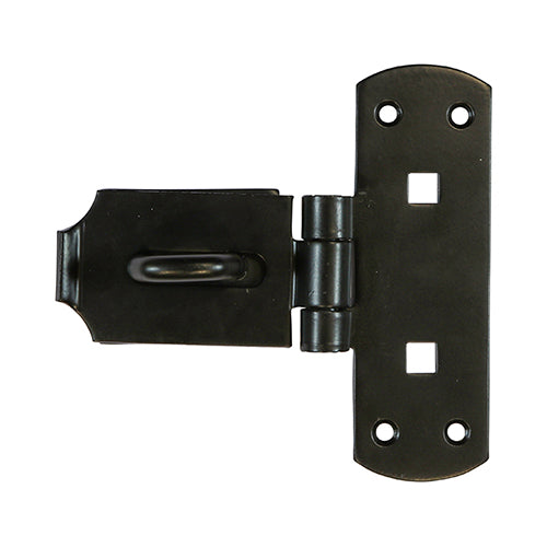 Vertical Pattern Bolt On Hasp & Staple - Heavy Duty - Black