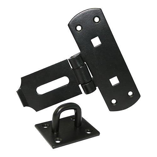 Vertical Pattern Bolt On Hasp & Staple - Heavy Duty - Black