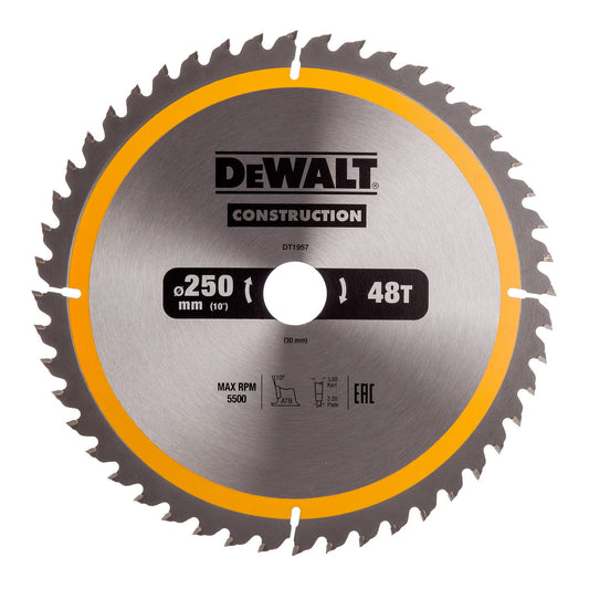 Dewalt DT1957 Construction Circular Saw Blade 250 x 30mm x 48T