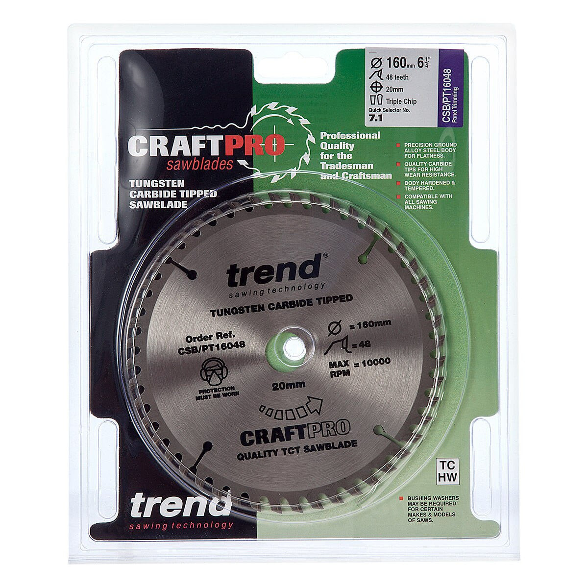 Trend CSB/PT16048 CraftPro Saw Blade 160mm x 20mm x 48T (Festool TS55)