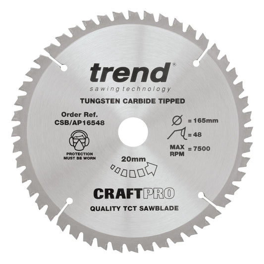 Trend CSB/AP16548 CraftPro Saw Blade for Aluminium & Plastic 165 x 20mm x 48T