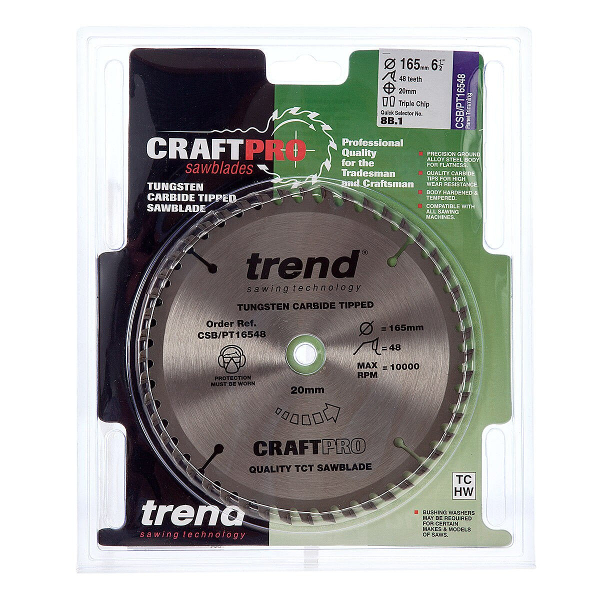 Trend CSB/PT16548 CraftPro Saw Blade 165mm x 20mm x 48T (2.0mm Kerf)