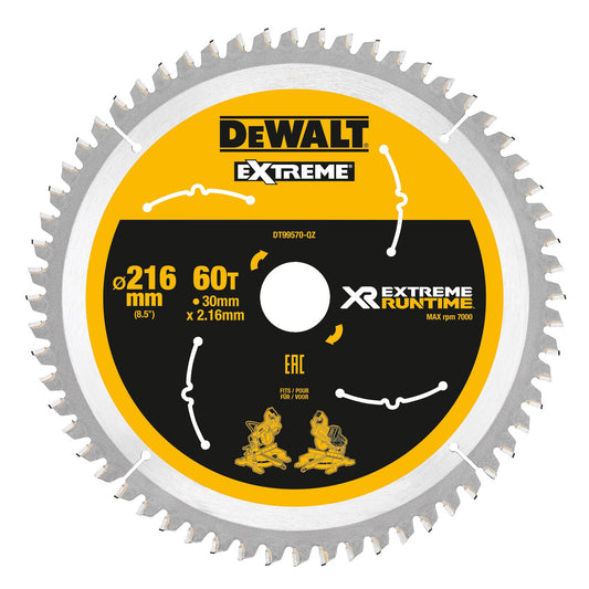 Dewalt DT99570 Extreme Runtime Multi Purpose Mitre Saw Blade 216 x 30mm x 60T