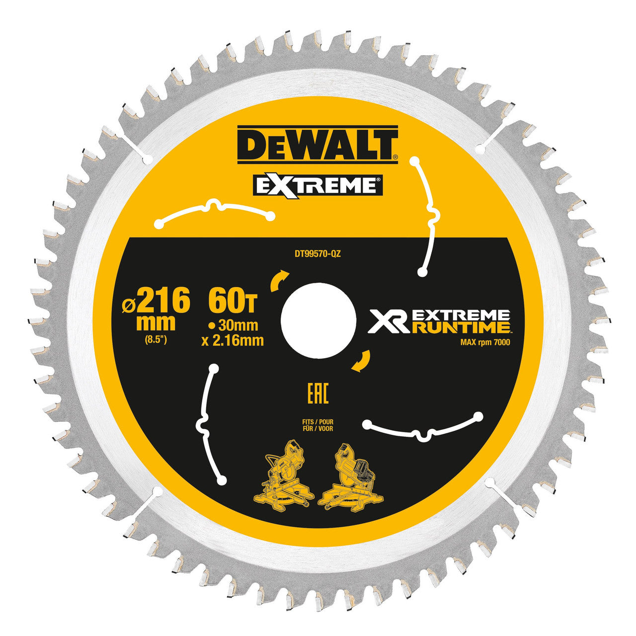 Dewalt DT99570 Extreme Runtime Multi Purpose Mitre Saw Blade 216 x 30mm x 60T