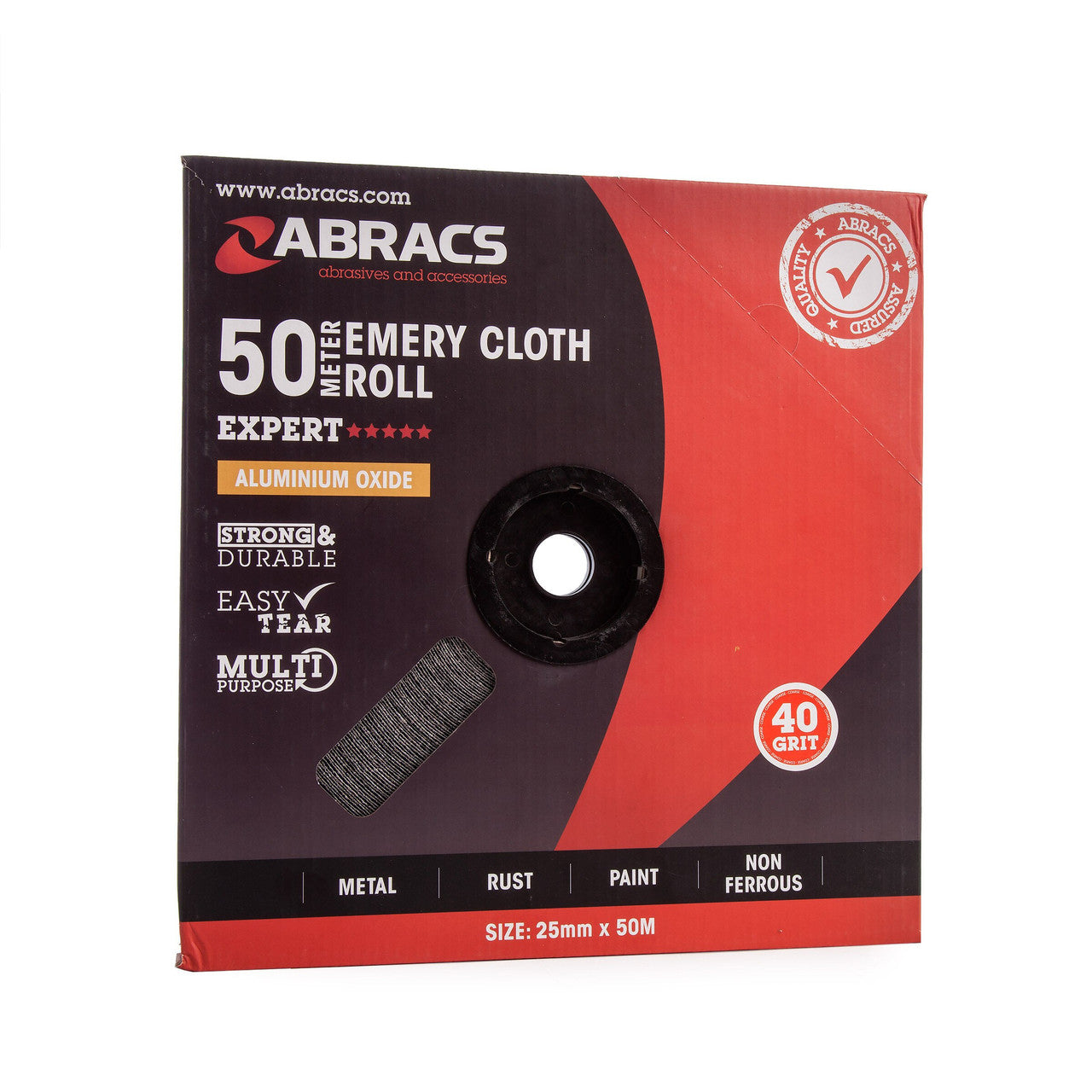 Abracs ABER2550040 50M Grit Emery Cloth Roll 40 Grit