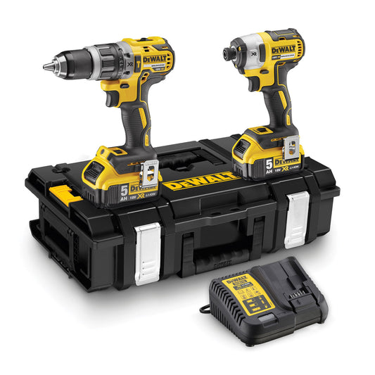 Dewalt DCK266P2 18V XR Combi Drill & Impact Driver Twin Pack (2 x 5.0Ah Batteries) in Toughsystem