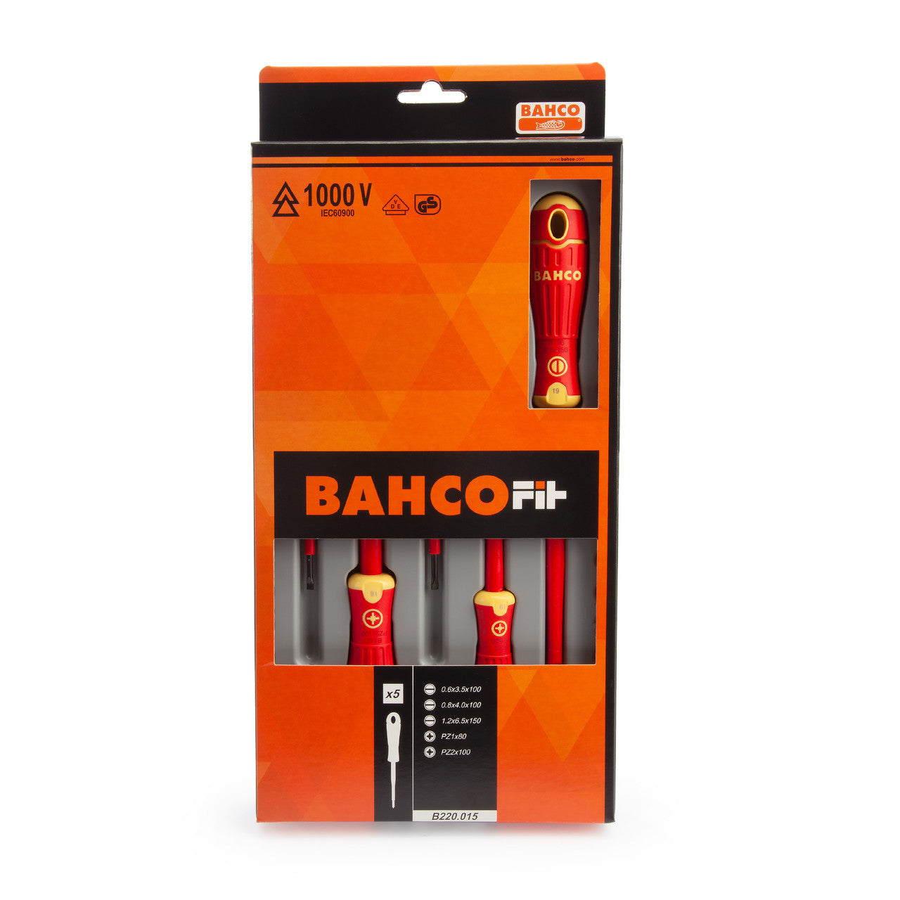 Bahco B220.015 VDE Insulated Slotted/Pozi Screwdriver Set 1000V (5 Piece)