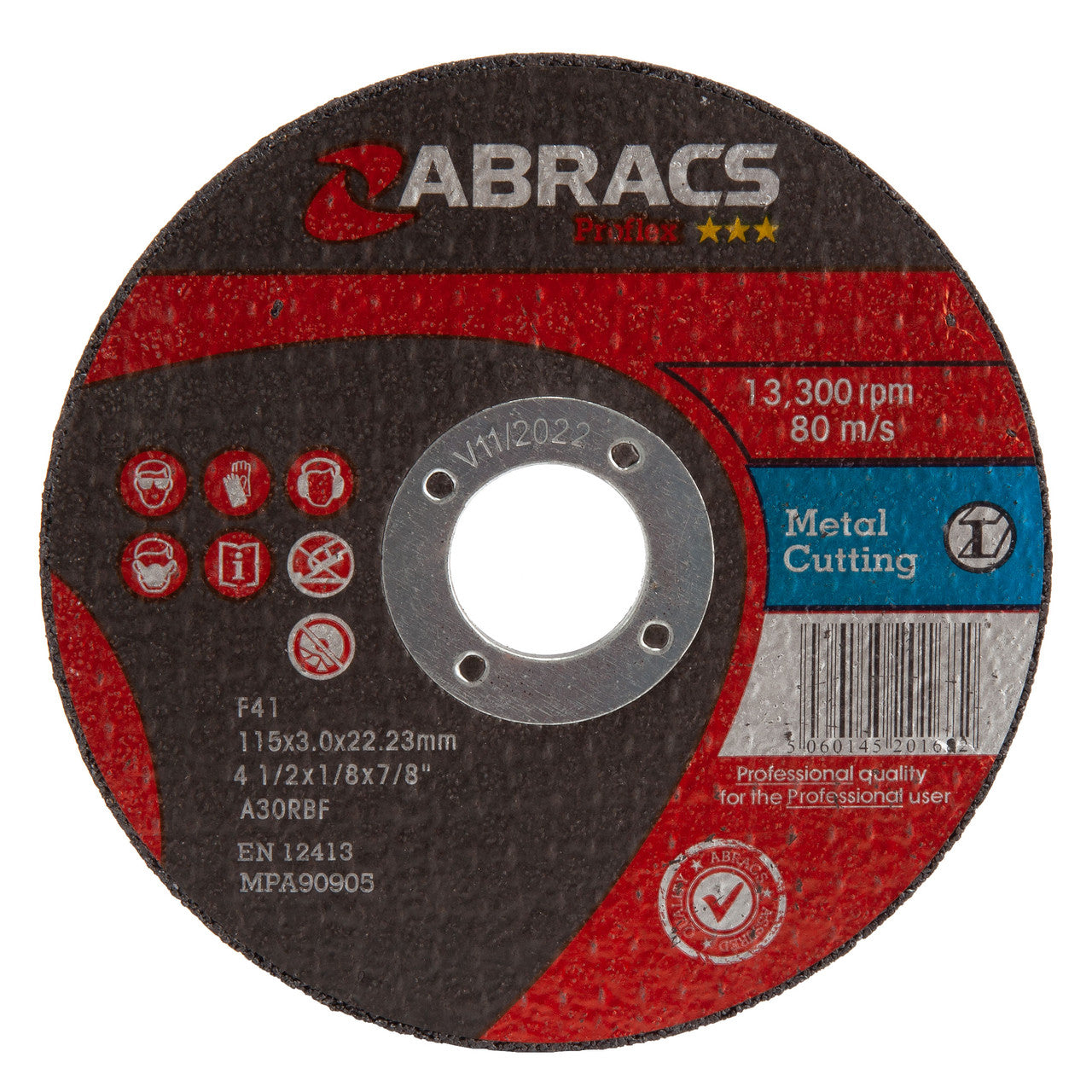 Abracs Proflex Flat Metal Cutting Discs 115mm x 3mm (25 Pack)