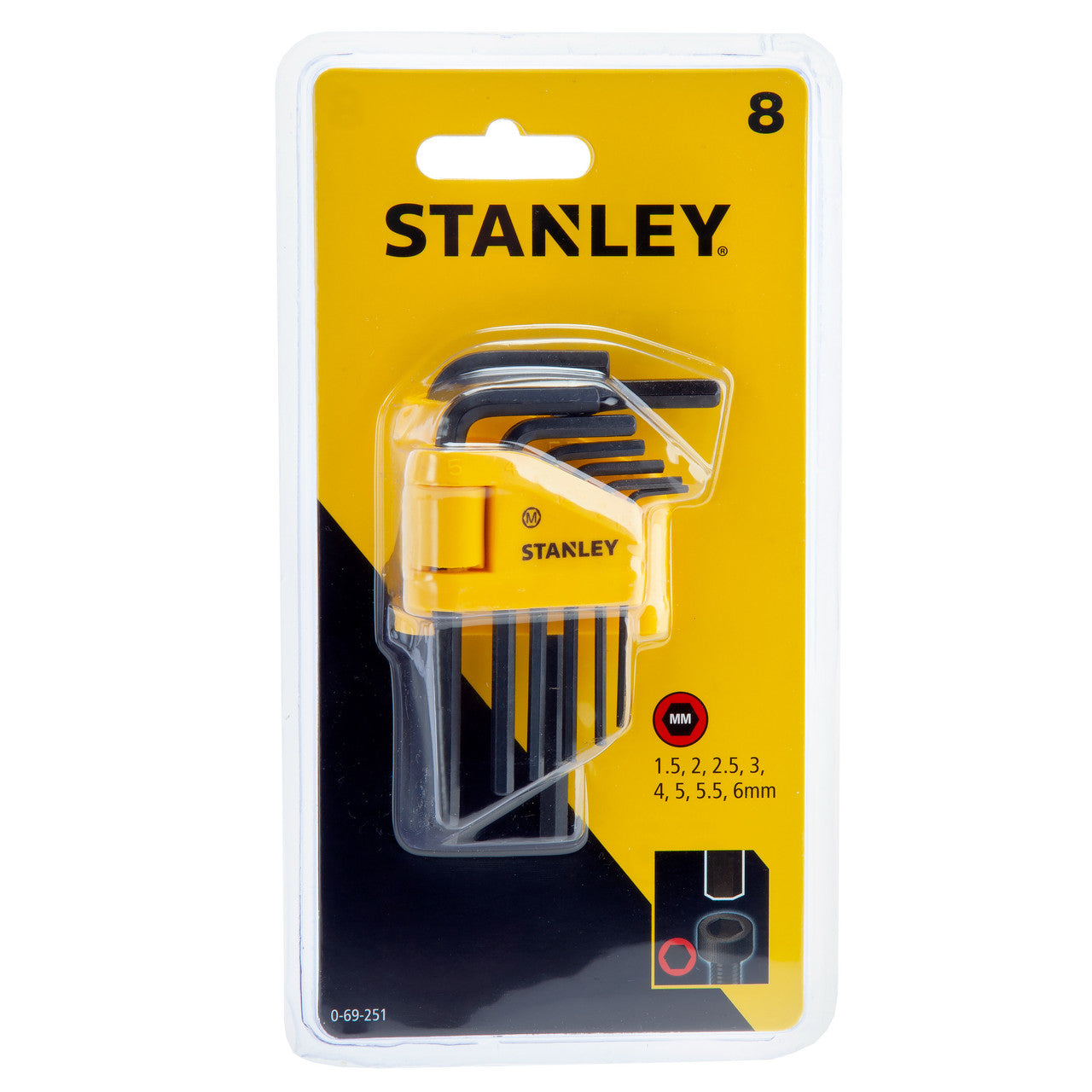 Stanley 0-69-251 Metric Hex Key Set 8 Piece (1.5 - 6mm)