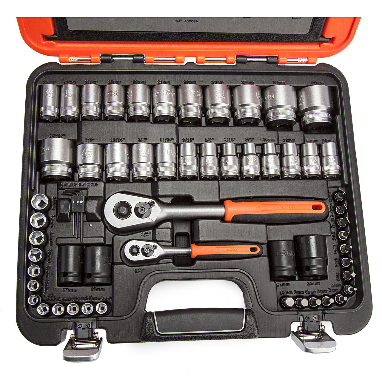 Bahco S800 1/4" & 1/2" Drive Metric and Imperial Socket Set (77 Piece)