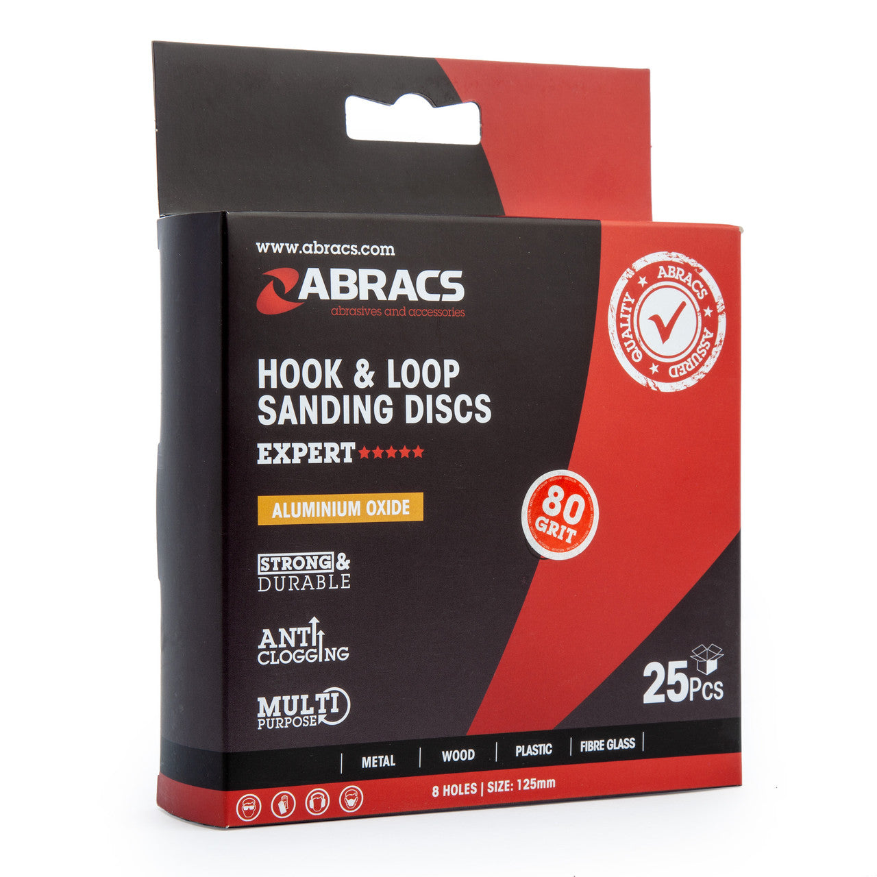Abracs ABHL8125080 Sanding Discs 80 Grit 125mm (25 Pack)