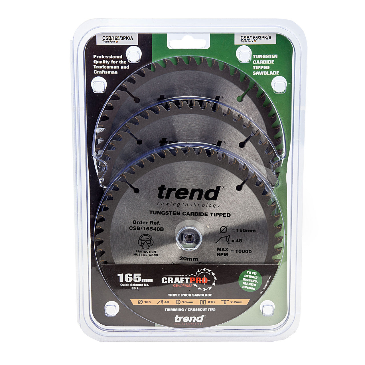 Trend CSB/165 CraftPro Saw Blades 165mm x 20mm x 48T (Pack of 3)