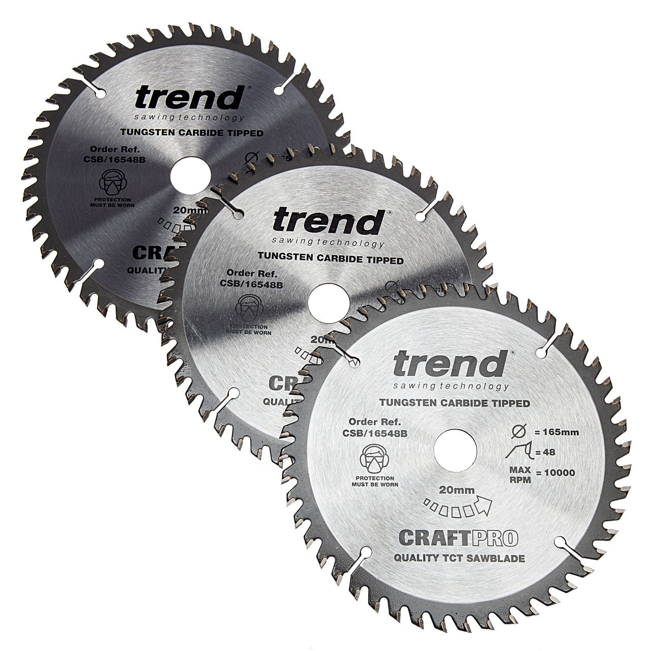 Trend CSB/165 CraftPro Saw Blades 165mm x 20mm x 48T (Pack of 3)