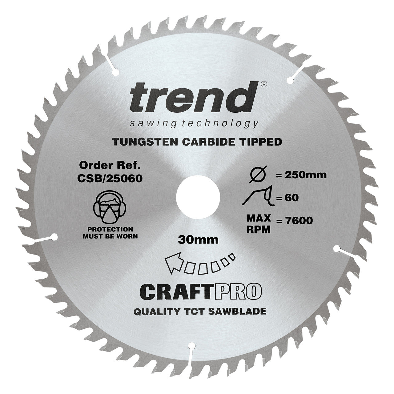 Trend CSB/250/3PK CraftPro Saw Blade 250mm x 48T+60T+84T (Pack of 3)