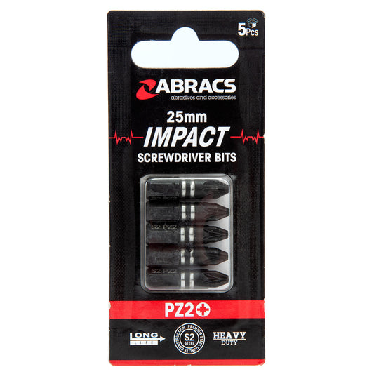 Abracs IPZ22505 PZ2 Impact Screwdriver Bits 25mm (Pack Of 5)