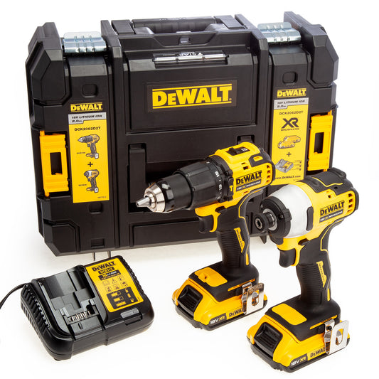 Dewalt DCK2062D2T 18V XR Combi Drill & Impact Driver Twin Pack (2 x 2.0Ah Batteries) in TSTAK Box