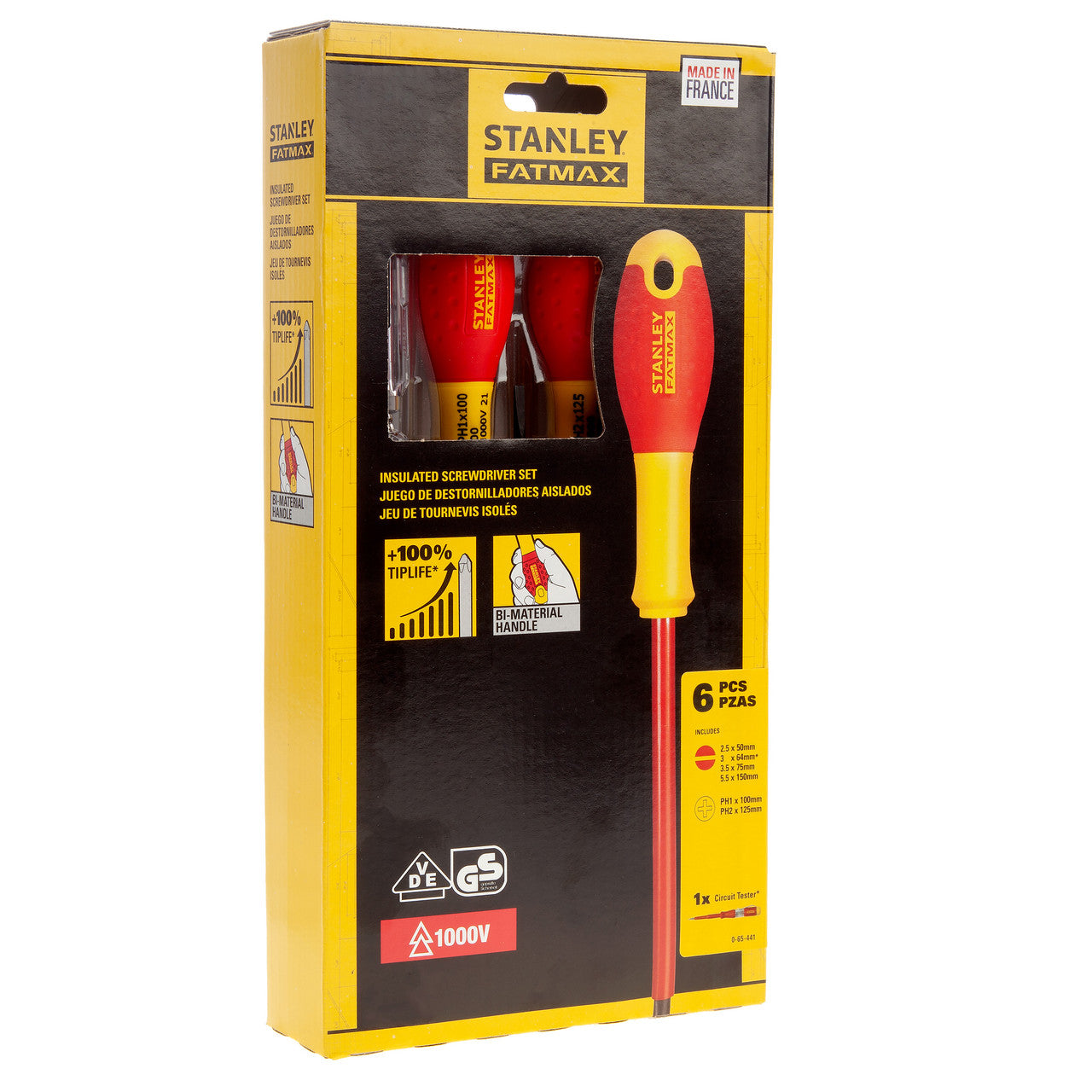 Stanley 0-65-441 FatMax VDE Insulated Slotted/Phillips Screwdriver Set (6 Piece)