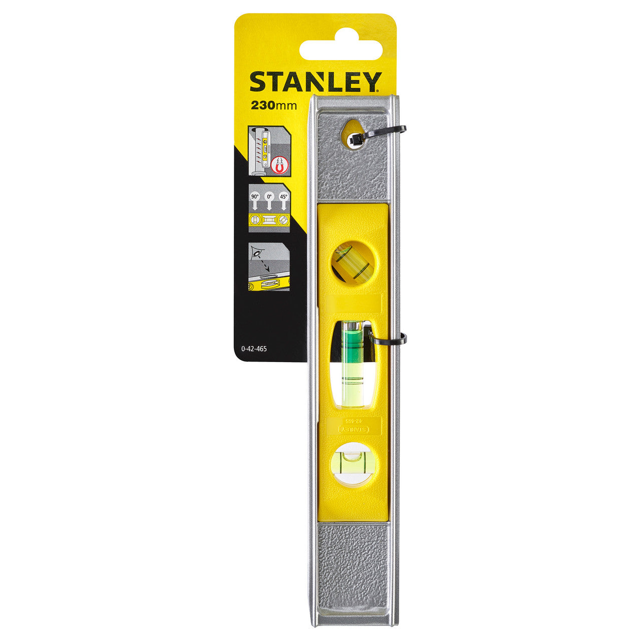 Stanley 230mm / 9" Aluminium Magnetic Torpedo Level 3 Vials (0-42-465)