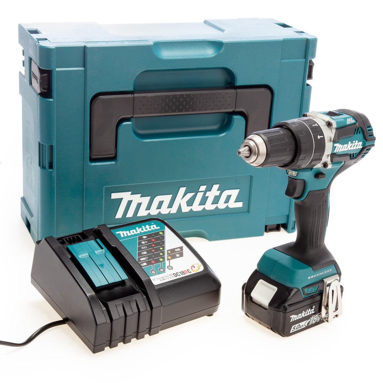 Makita DHP484 18V LXT Brushless Combi Drill (1 x 5.0Ah Battery) in MakPac Case
