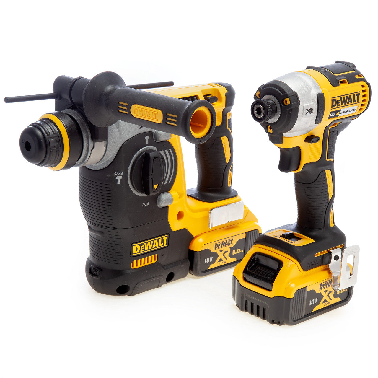 Dewalt DCK2532P2 18V XR SDS Plus Hammer & Impact Driver Twin Pack (2 x 5.0Ah Batteries) in TSTAK Box