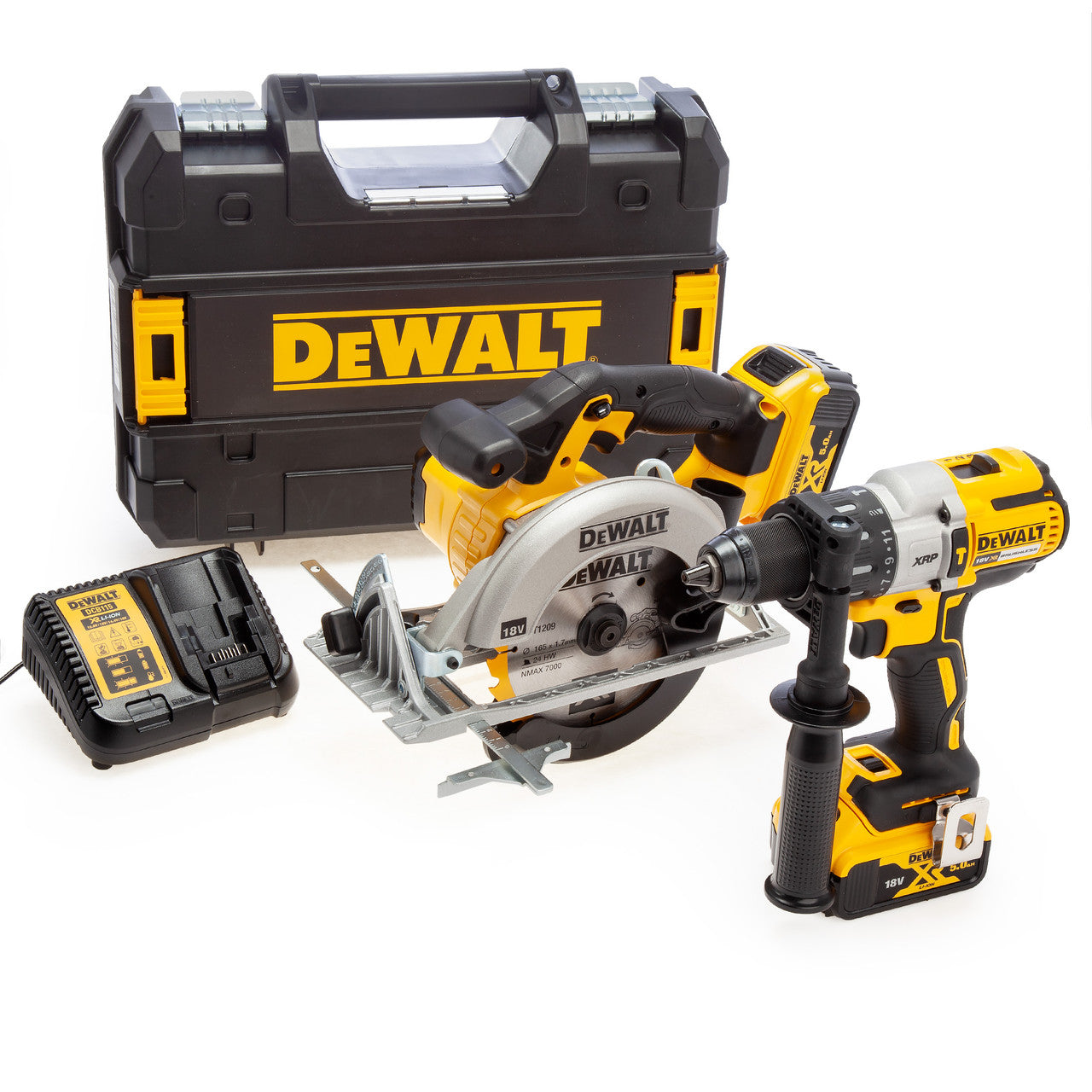 Dewalt 18V XR Combi Drill & Circular Saw Twin Pack (2 x 5.0Ah Batteries)